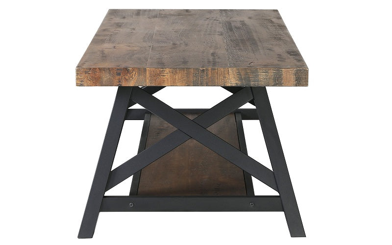Coffee Table with Shelf – Rustic Oak & Black