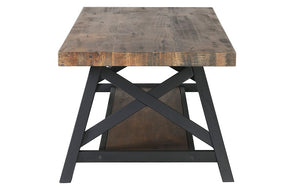 Coffee Table with Shelf – Rustic Oak & Black