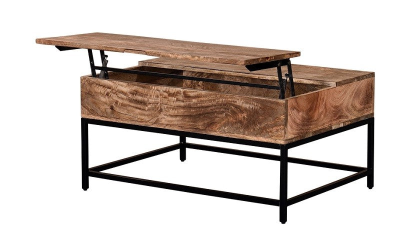 Hospitality & Commercial Grade Coffee and End Table | Coffee Table with Lift Top – Natural & Black