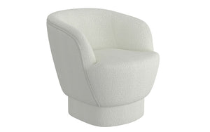 Accent Chair Woven Fabric with Bucket Style Design - White