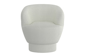 Accent Chair Woven Fabric with Bucket Style Design - White