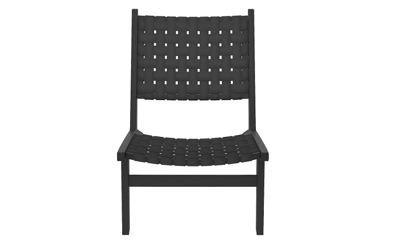 Accent Chair Leather Strap with Wooden Leg - Black