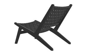 Accent Chair Leather Strap with Wooden Leg - Black
