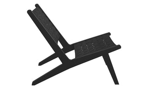 Accent Chair Leather Strap with Wooden Leg - Black