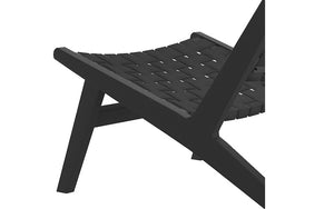 Accent Chair Leather Strap with Wooden Leg - Black