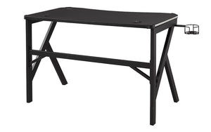 Office Or Study Desk Glass Top with Metal Legs - Black