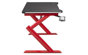 Office Or Study Desk Glass Top with Metal Legs - Black & Red