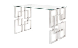 Glass Top Office Desk with Chrome Frame - Chrome