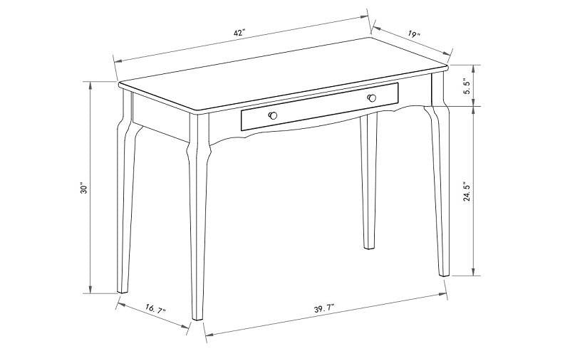 Office or Study Desk with Drawer - Grey