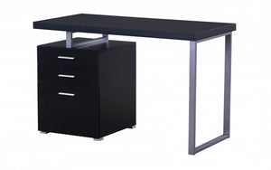 Office or Study Desk with 3 Drawers - Black