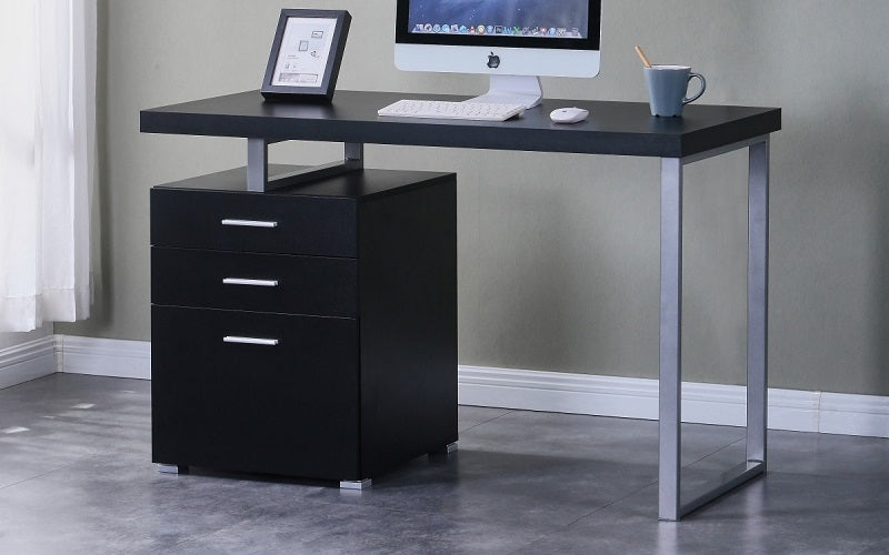 Office or Study Desk with 3 Drawers - Black