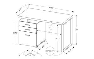 Office or Study Desk with 3 Drawers - Black