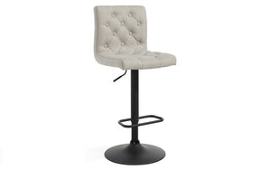 Bar Stool With High Back & 360° Swivel Fabric Seat - Grey | Beige - Set of 2 pc