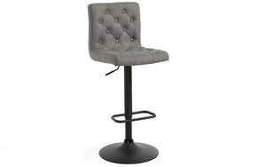 Bar Stool With High Back & 360° Swivel Fabric Seat - Grey | Beige - Set of 2 pc