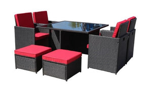 Outdoor Dining Set - 09 pc - Brown & Red