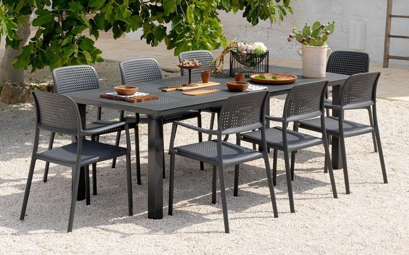 Nardi Libeccio Outdoor Dining Set with Extendable Table - 9 pc - Grey (Made in Italy)