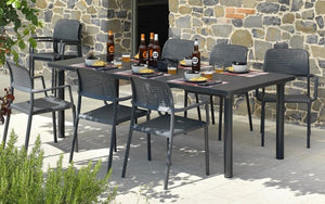 Nardi Libeccio Outdoor Dining Set with Extendable Table - 9 pc - Grey (Made in Italy)