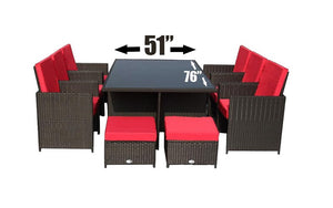 Outdoor Dining Set - 11 pc - Brown & Red | Dark Brown & White | Grey & Light Grey