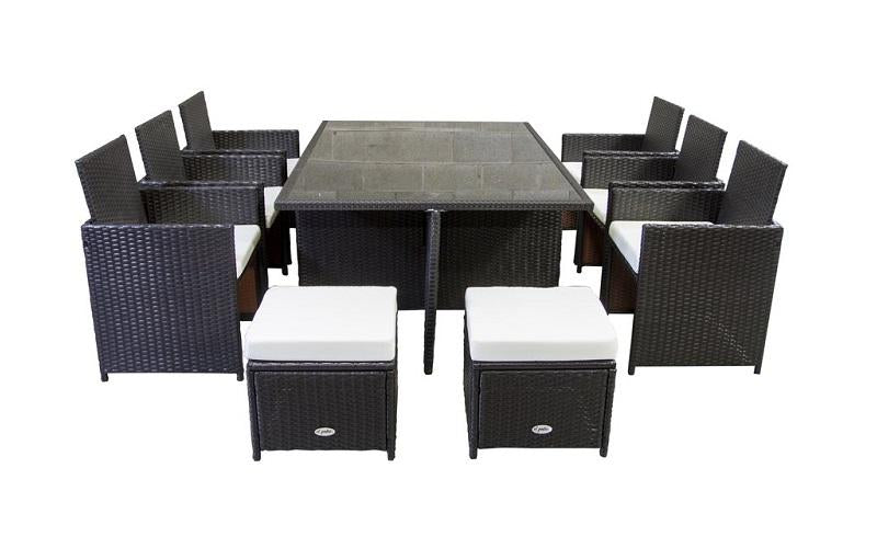 Outdoor Dining Set - 11 pc - Brown & Red | Dark Brown & White | Grey & Light Grey