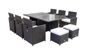 Outdoor Dining Set - 11 pc - Brown & Red | Dark Brown & White | Grey & Light Grey