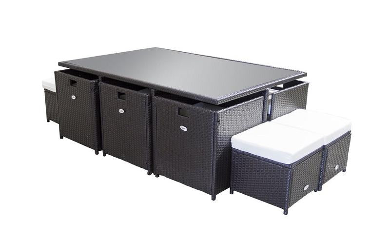 Outdoor Dining Set - 11 pc - Brown & Red | Dark Brown & White | Grey & Light Grey