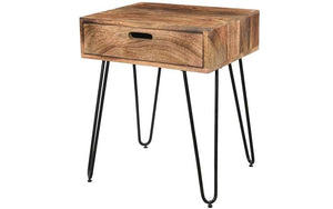Hospitality & Commercial Grade Coffee and End Table | End Table with Drawer – Natural & Black