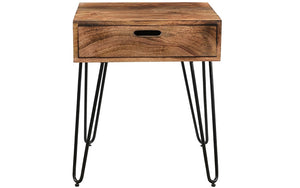 End Table with Drawer – Natural & Black