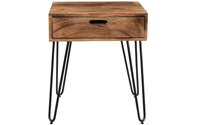 Hospitality & Commercial Grade Coffee and End Table | End Table with Drawer – Natural & Black