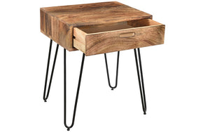 End Table with Drawer – Natural & Black