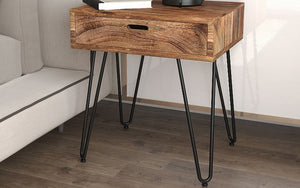 End Table with Drawer – Natural & Black