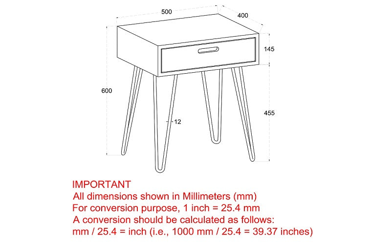 End Table with Drawer – Natural & Black
