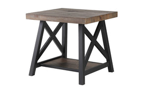 Hospitality & Commercial Grade Coffee and End Table | End Table with Shelf – Rustic Oak & Black