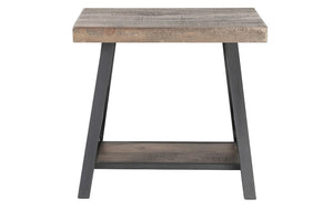 End Table with Shelf – Rustic Oak & Black