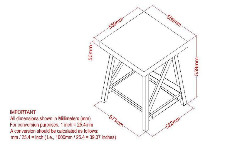 End Table with Shelf – Rustic Oak & Black