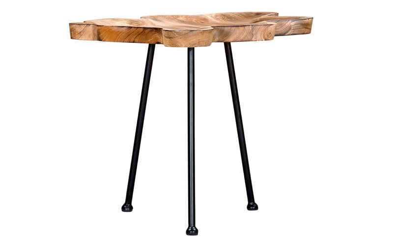 End Table with Solid Wood - Natural & Black