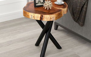 End Table with Solid Wood - Natural & Black