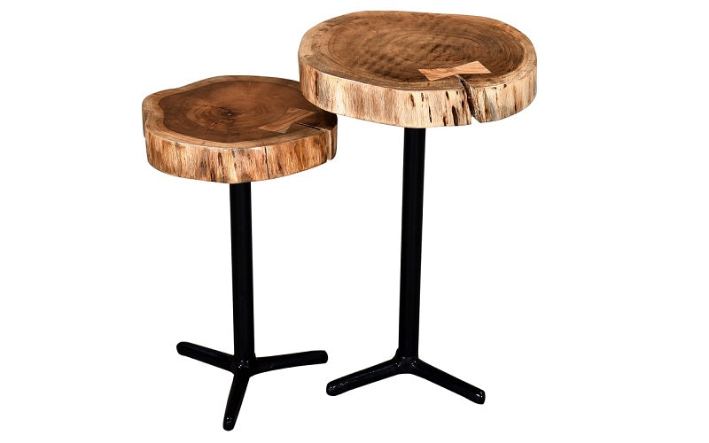 Hospitality & Commercial Grade Coffee and End Table | End Table with Solid Wood - Natural & Black