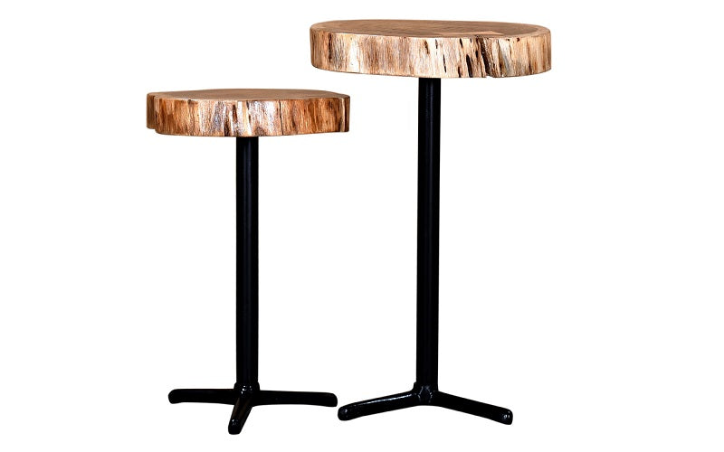 End Table with Solid Wood - Natural & Black