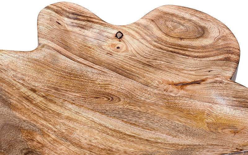 End Table with Solid Wood - Natural & Chrome