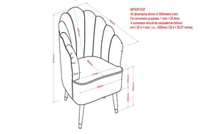 Accent Chair Velvet Fabric with Shell-Shaped Back & Wood Legs - Grey