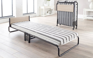 Folding Platform Bed with Headboard & 4" Mattress - Black & Grey (Made in the UK)