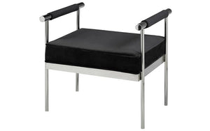 Velvet Fabric Bench with Stainless Steel Legs - Black | Grey | Charcoal