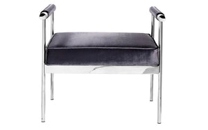 Velvet Fabric Bench with Stainless Steel Legs - Black | Grey | Charcoal