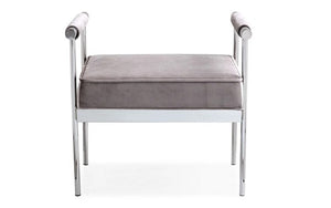 Velvet Fabric Bench with Stainless Steel Legs - Black | Grey | Charcoal