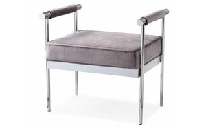 Velvet Fabric Bench with Stainless Steel Legs - Black | Grey | Charcoal