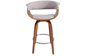 Bar Stool With Bent Wood Frame & 360° Swivel Seat - Beige | Grey (26'' Counter Height)