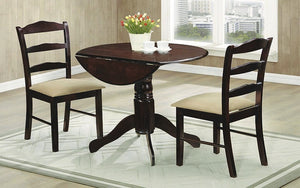 Kitchen Set Solid Wood with Extendable Leafs - 3 pc - Espresso | Beige