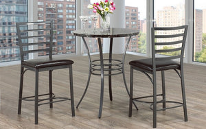 Pub Set with Chairs - 3 pc - Black | Grey