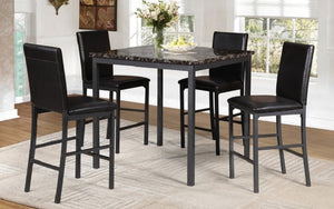 Pub Set with Chairs - 5 pc - Espresso | Gun Metal Grey