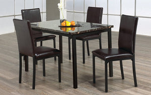 Kitchen Set with Marble Top - 5 pc - Dark Brown | Black